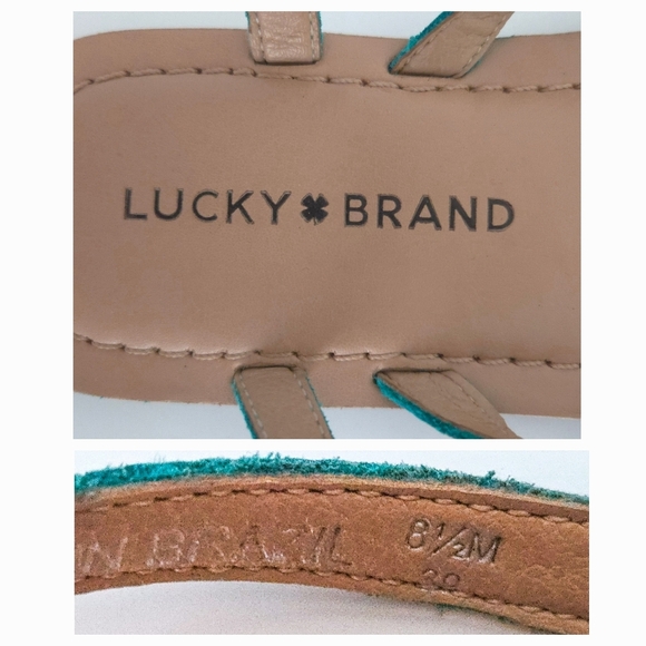 Lucky Brand Teal Blue Suede Bylee Strappy Thong Sandals - Picture 7 of 7